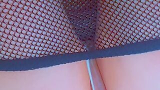 Puffy Pink Pussy's Fishnets BBC Hardcore