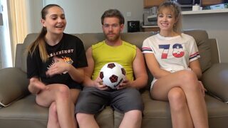 After playing strip soccer, they go into the swimming pool