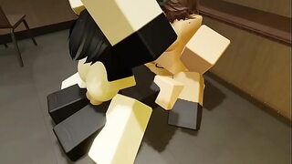 Two roblox cafe sluts get fucked by a costumer (THREESOME)