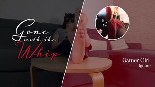 Flesh servant craves attention ignored by dominant gamer beauty during