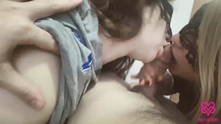 Two cocks, two blowjobs, dual facial cumload