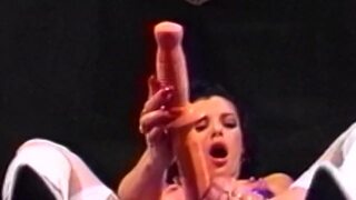 Gorgeous lesbian removes clothes and thrusts into her pussy✌ and