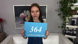 Slender girl displays her soaked slit during a modeling test