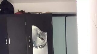 Latin brunette loves to see herself fucking in front of