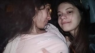 Threesome sex with two s in car!!! Cum in mouth