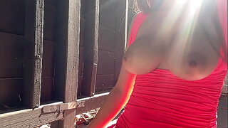 Italian Solo big Tits Artemisia Love Hot solo bouncing outside