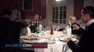 Ink-splattered orgies escalate into merciless DP sessions amid a debauched