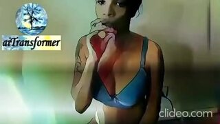 Milking massive BBC in a cartoon nymph's mouth