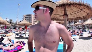 Colored hair young chick is picked up from the beach for a forest fuck